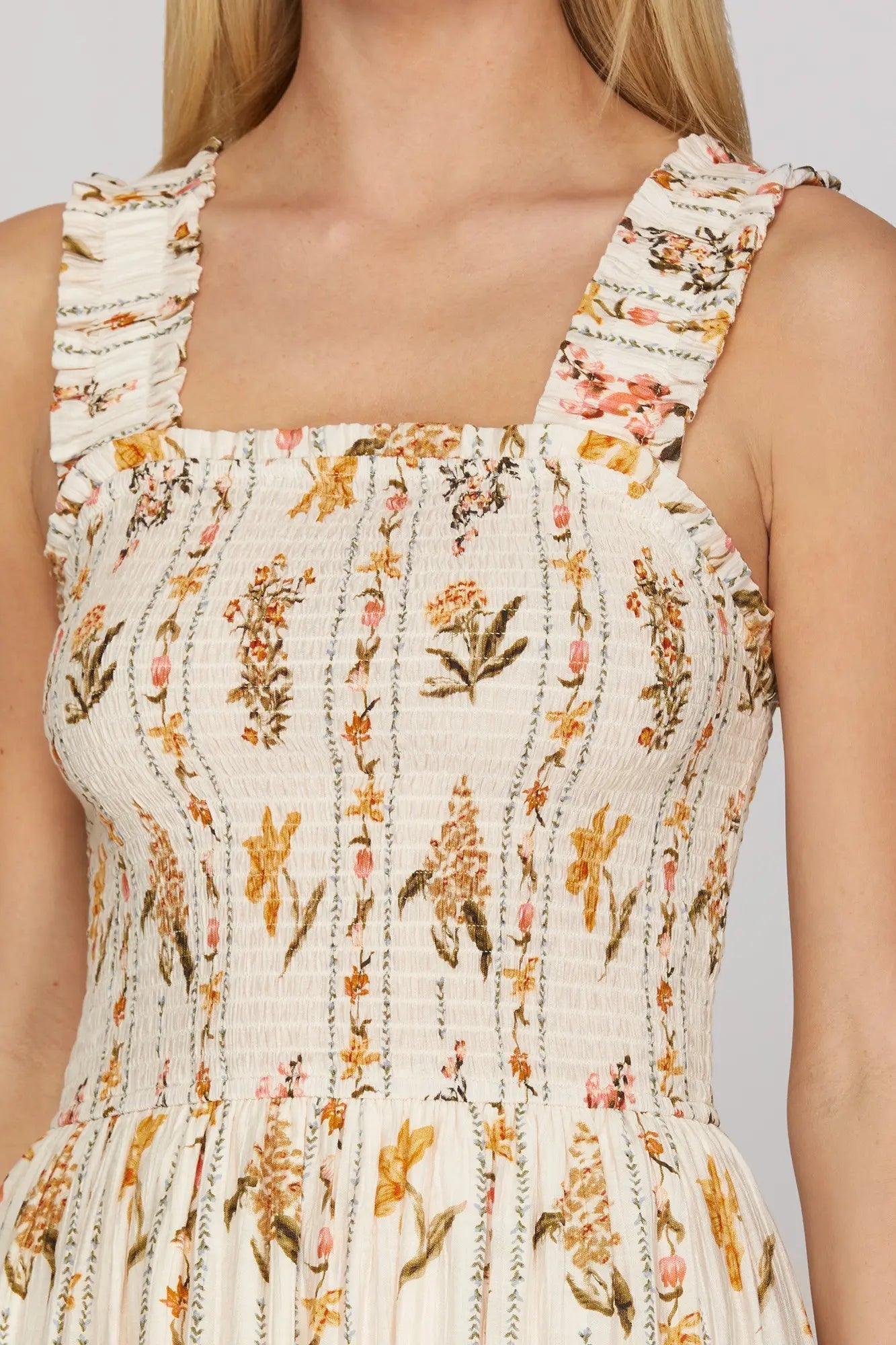 Floral Print Smocked Maxi Dress