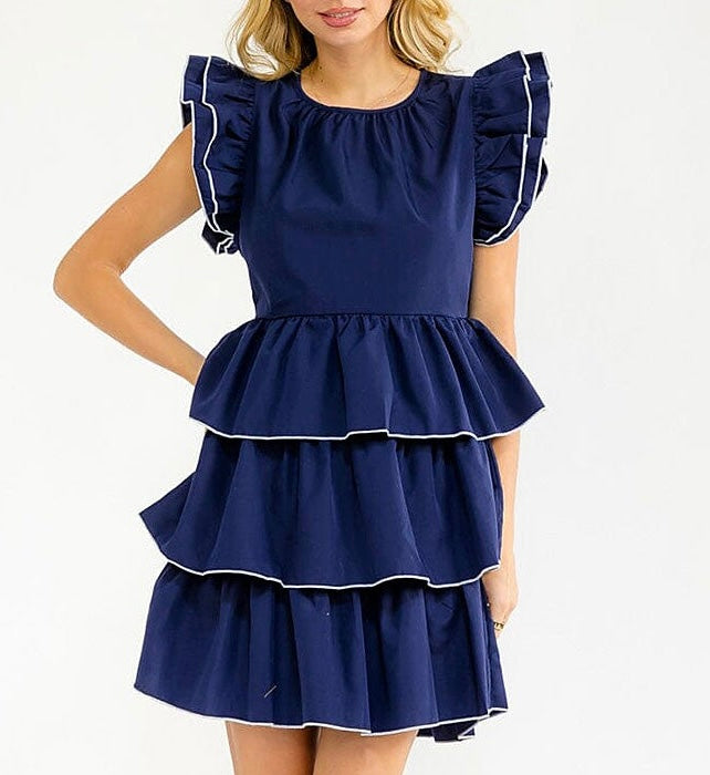 Ruffle Sleeve Tiered Dress