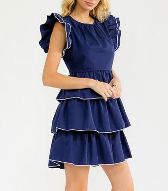 Ruffle Sleeve Tiered Dress