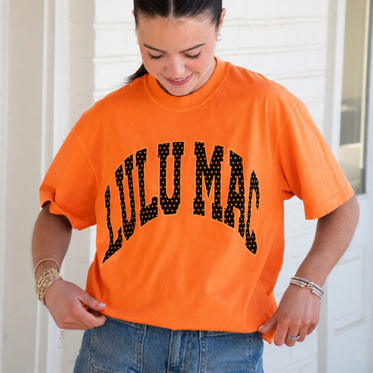 Lulu Mac Polka Dot Tee-Orange/Black