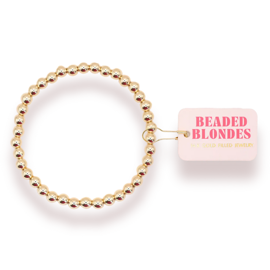 Beaded Blondes 5mm Beaded Bracelet-Gold