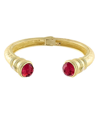 Pearl Accent Textured Metal Cuff