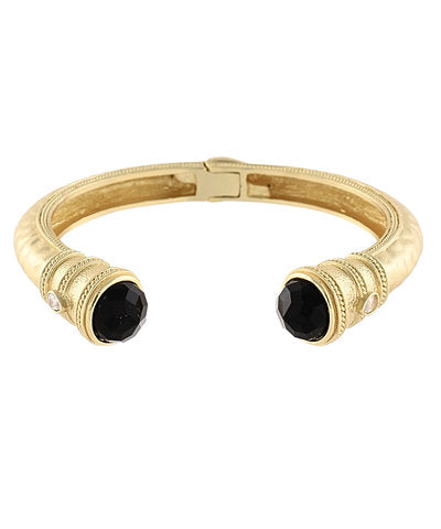 Pearl Accent Textured Metal Cuff