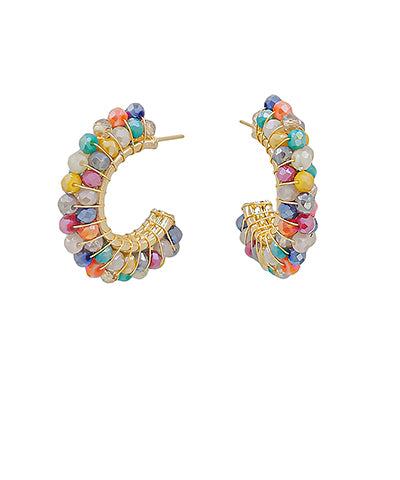 Glass Beads Layered Wire Hoops