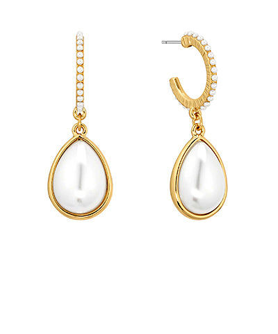 Pearl Teardrop Dangling Hoops