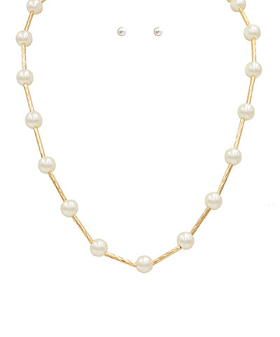 Pearl Ball Station Necklace Set