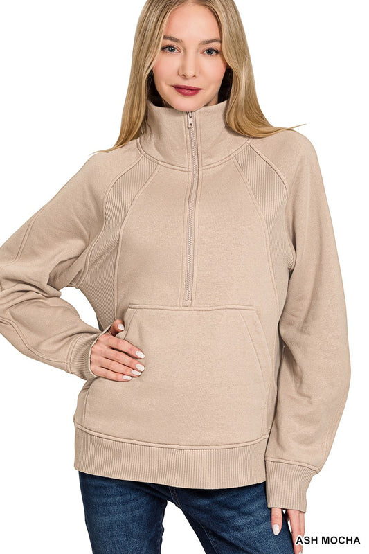 Zenana Half Zip Fleece Pullover