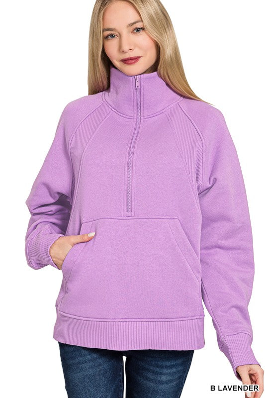 Zenana Half Zip Fleece Pullover