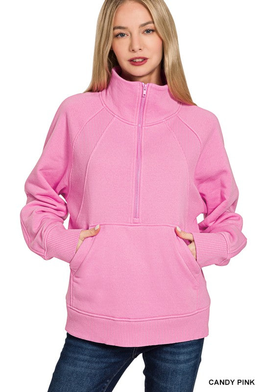 Zenana Half Zip Fleece Pullover