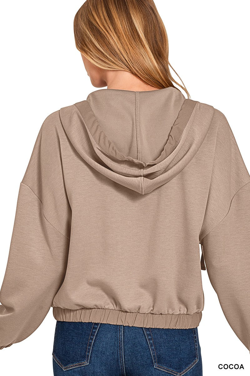 Zenana Soft Scuba Full Zip Hoodie Jacket