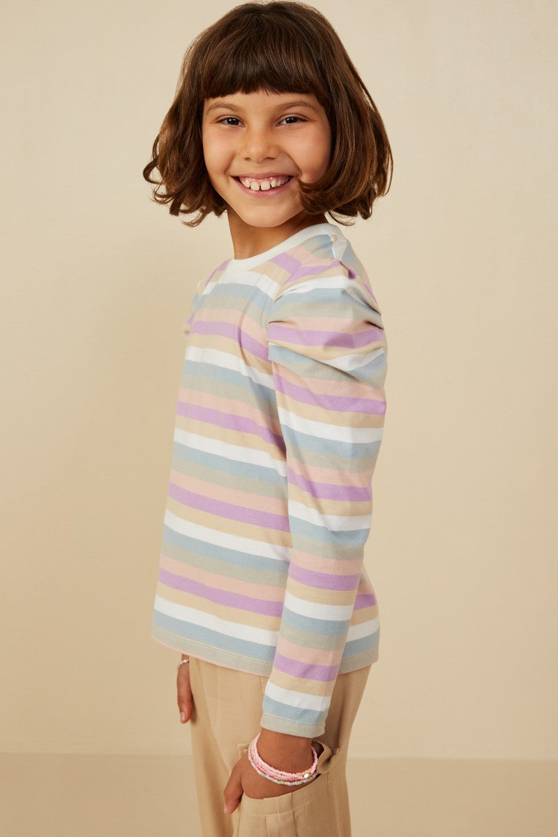 Hayden Girl Stripe Puff Shoulder Top
