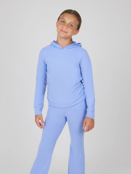 Girls Melange Hoodie and Flare Pant Set