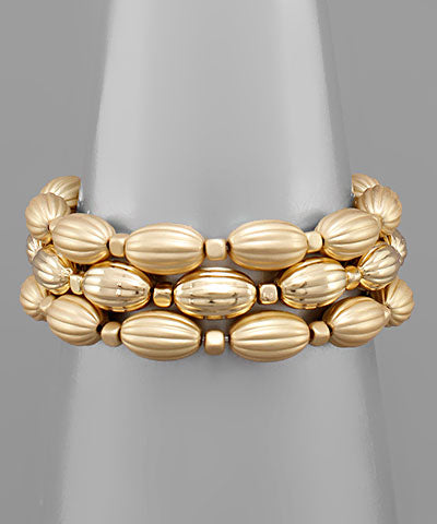 Carved Oval Bracelet Set