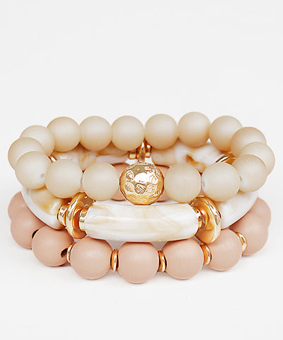 3 Row Acrylic & Metal Bracelet Set