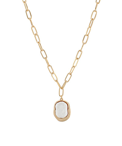 Pearl Pendant Clip Chain Necklace