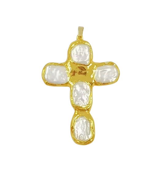 Large Freshwater Pearl Cross Pendant
