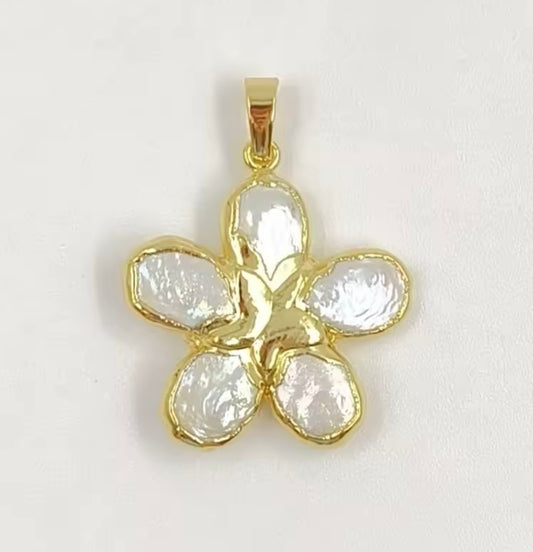 Freshwater Pearl Flower Charm