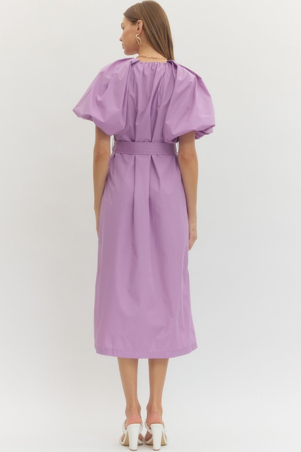 Solid Zip Up Midi Dress