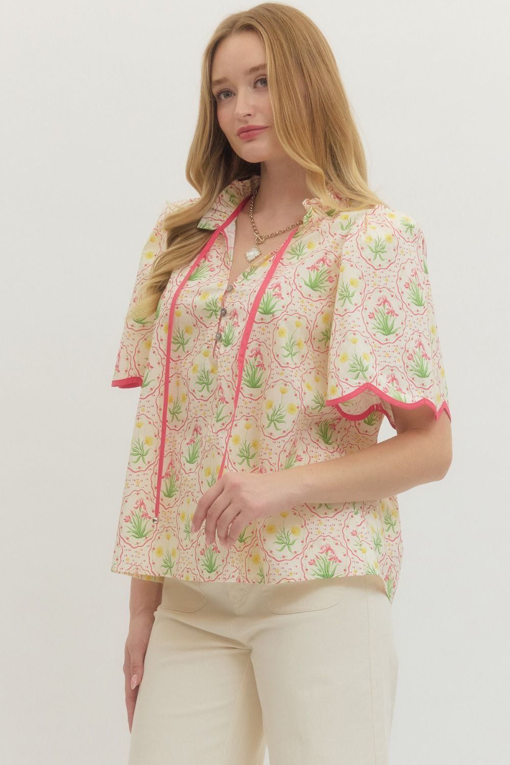 Botanical Flutter Sleeve Top