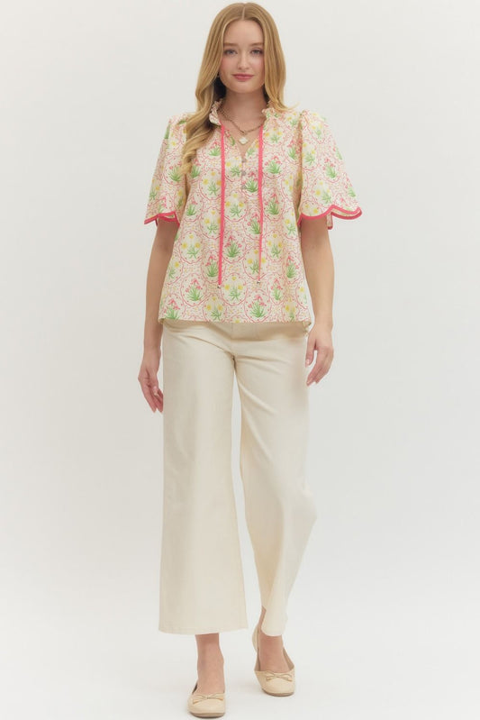 Botanical Flutter Sleeve Top