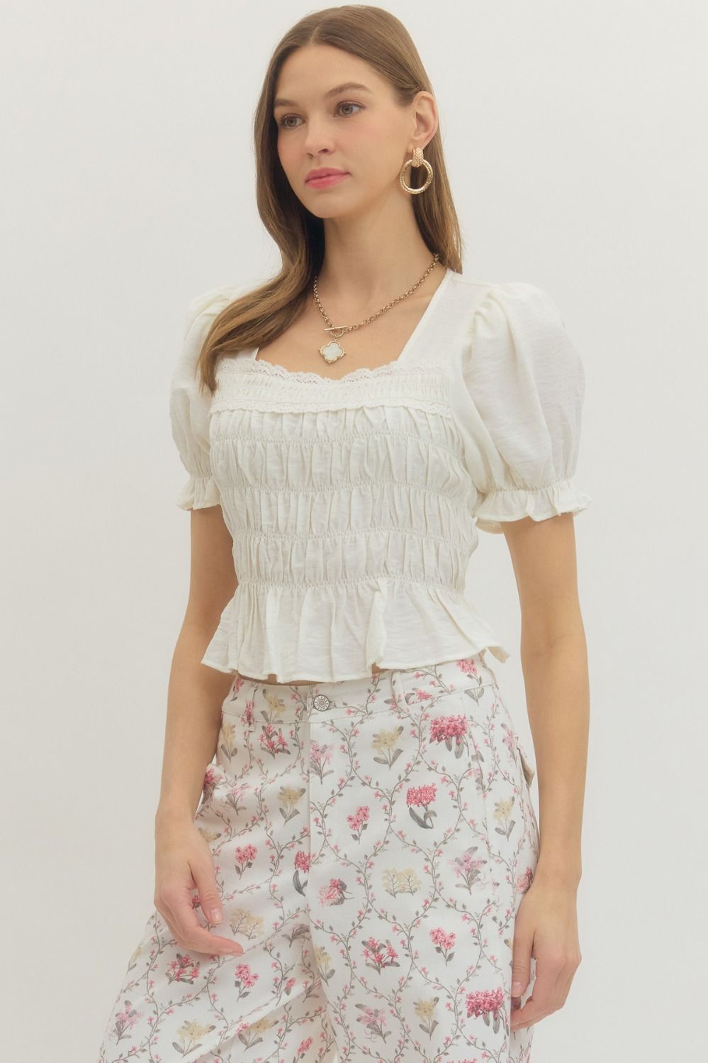 Short Puff Sleeve Top