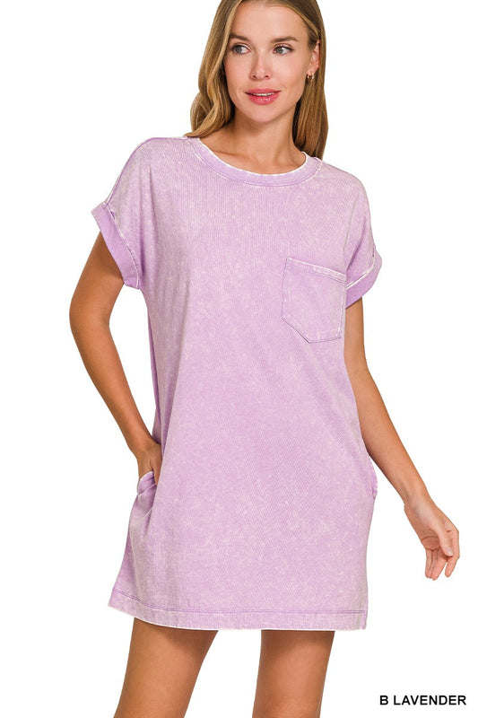 Zenana Premium Cotton Washed T-shirt Dress