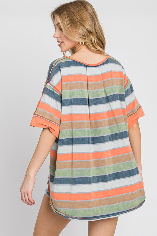 Mineral Wash Striped Top