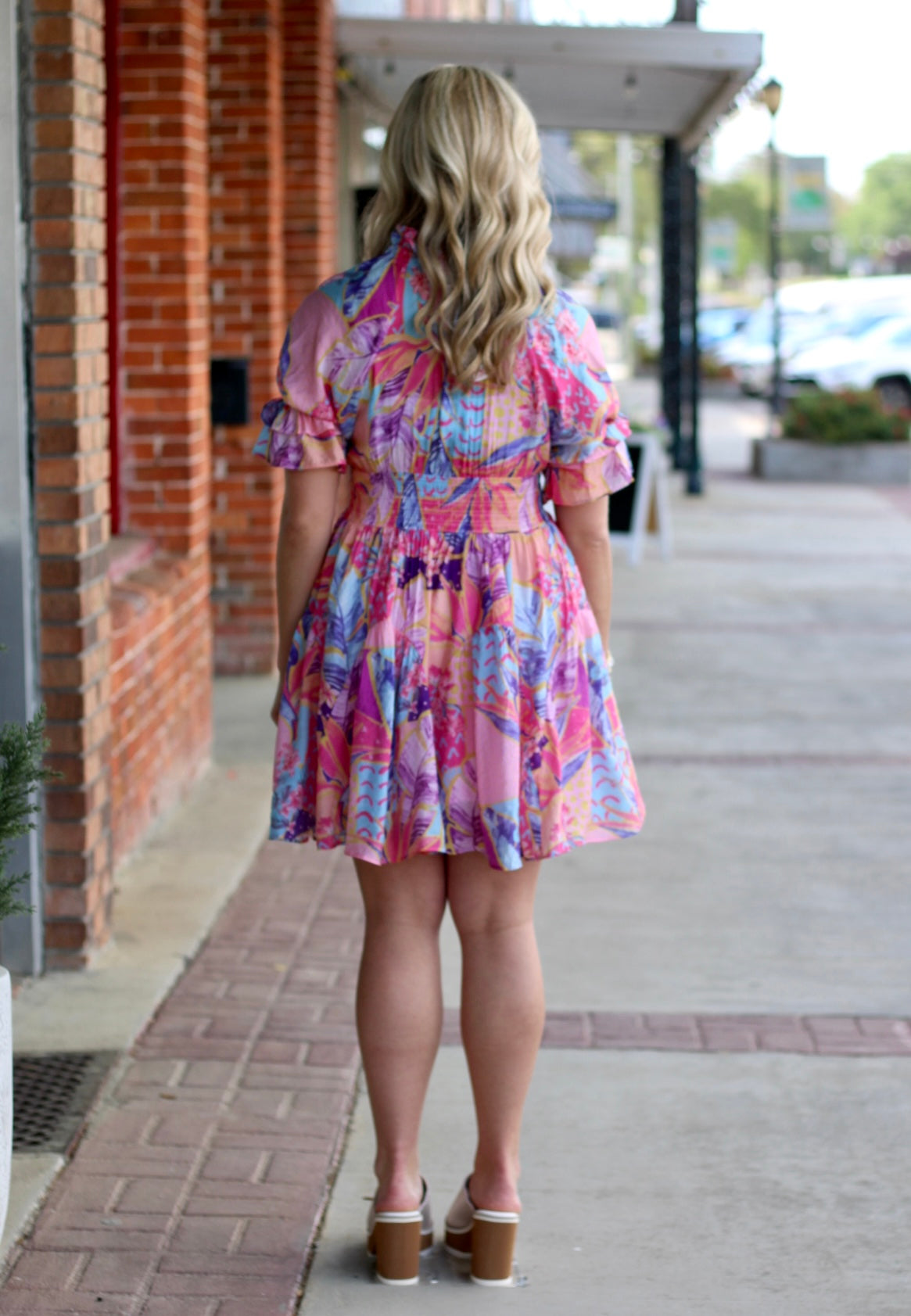 Smocked Band Shirred Dress