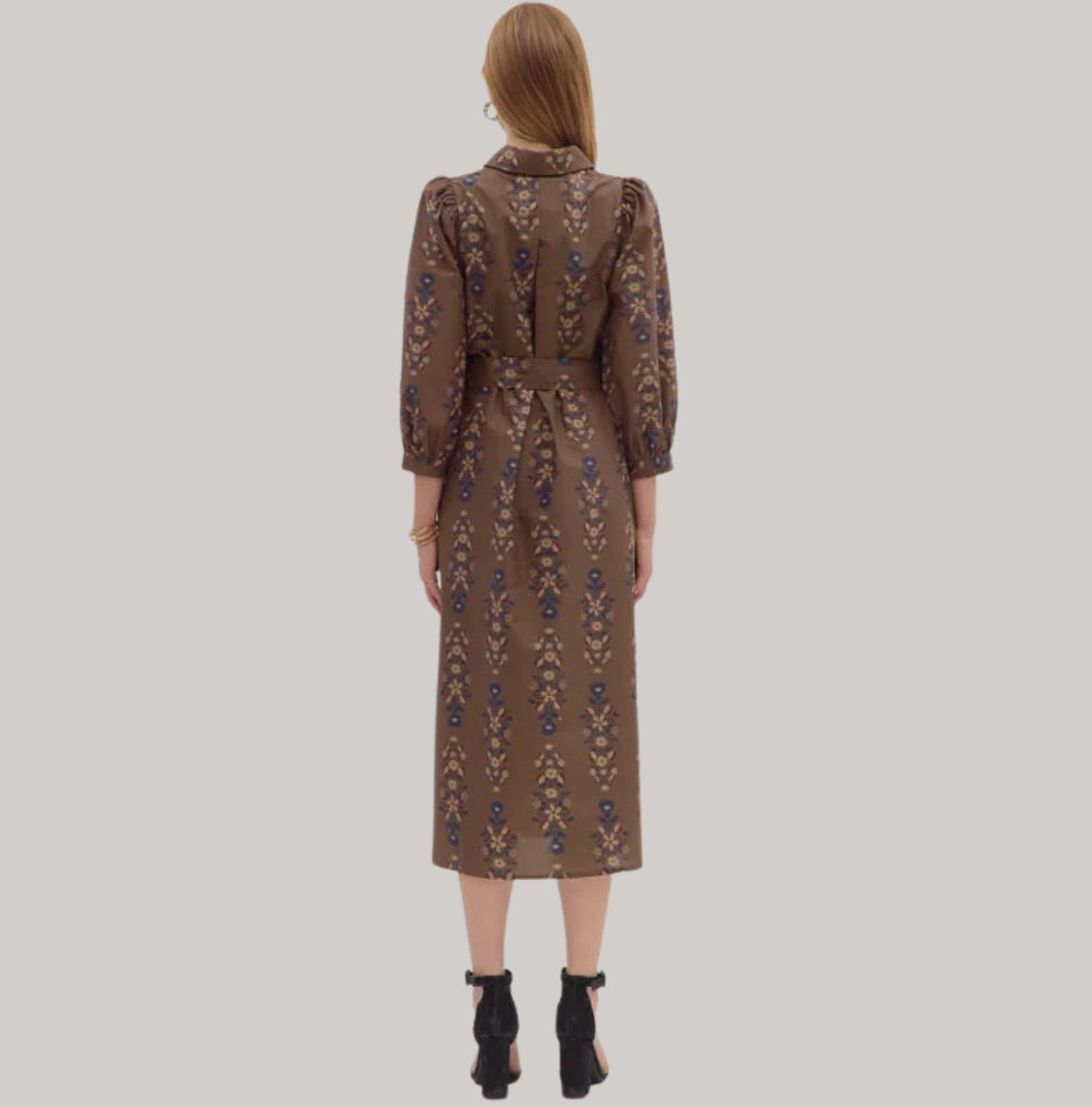 Floral Belted Midi Dress