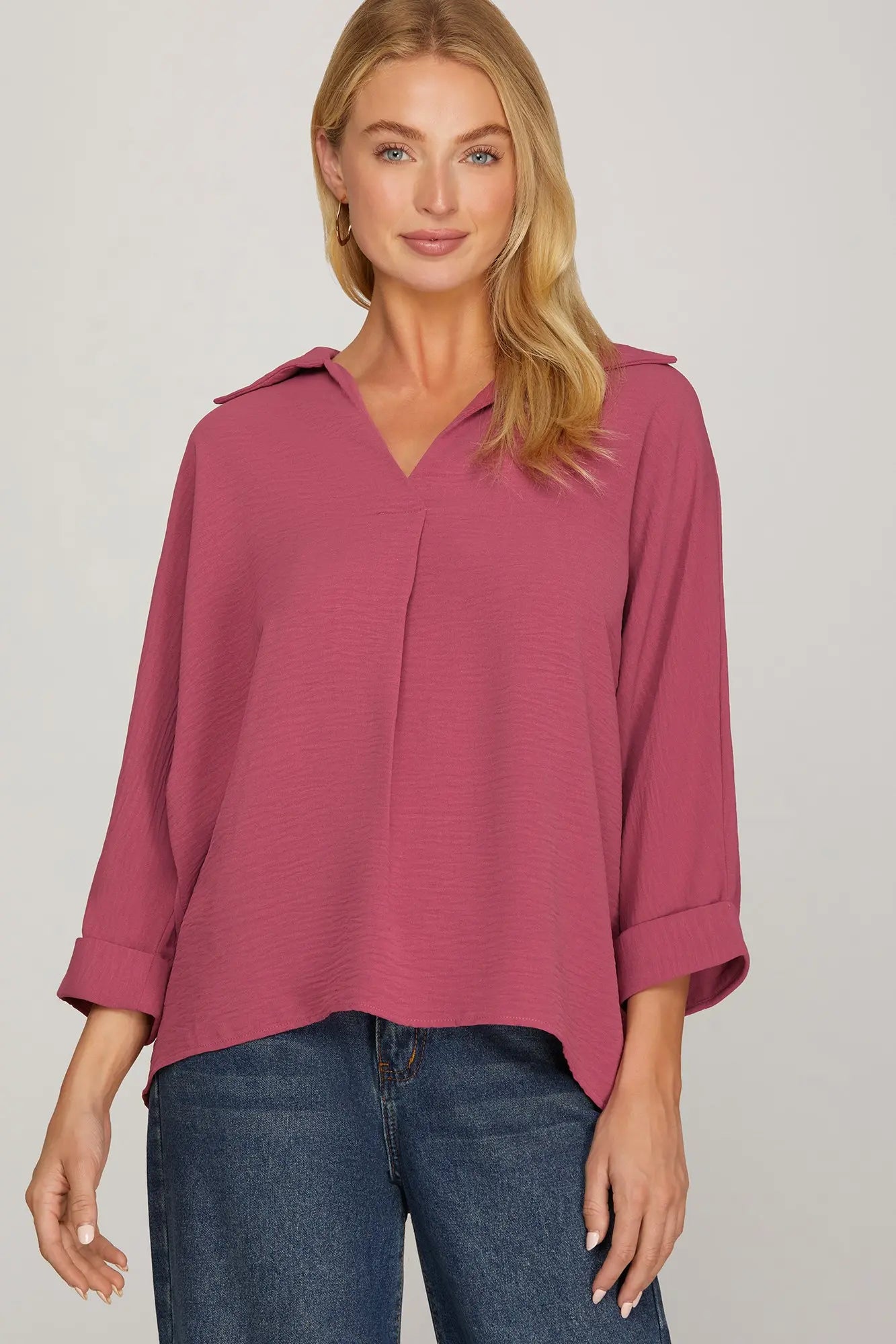 Collared Woven Top