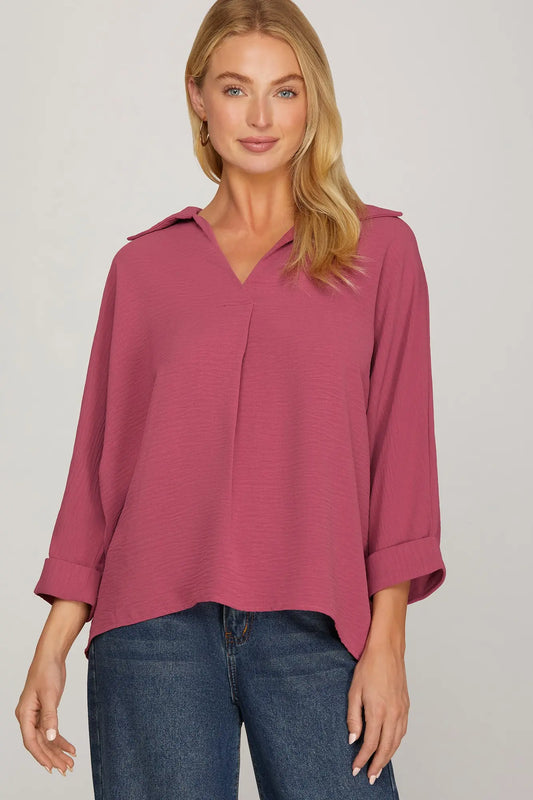 Collared Woven Top