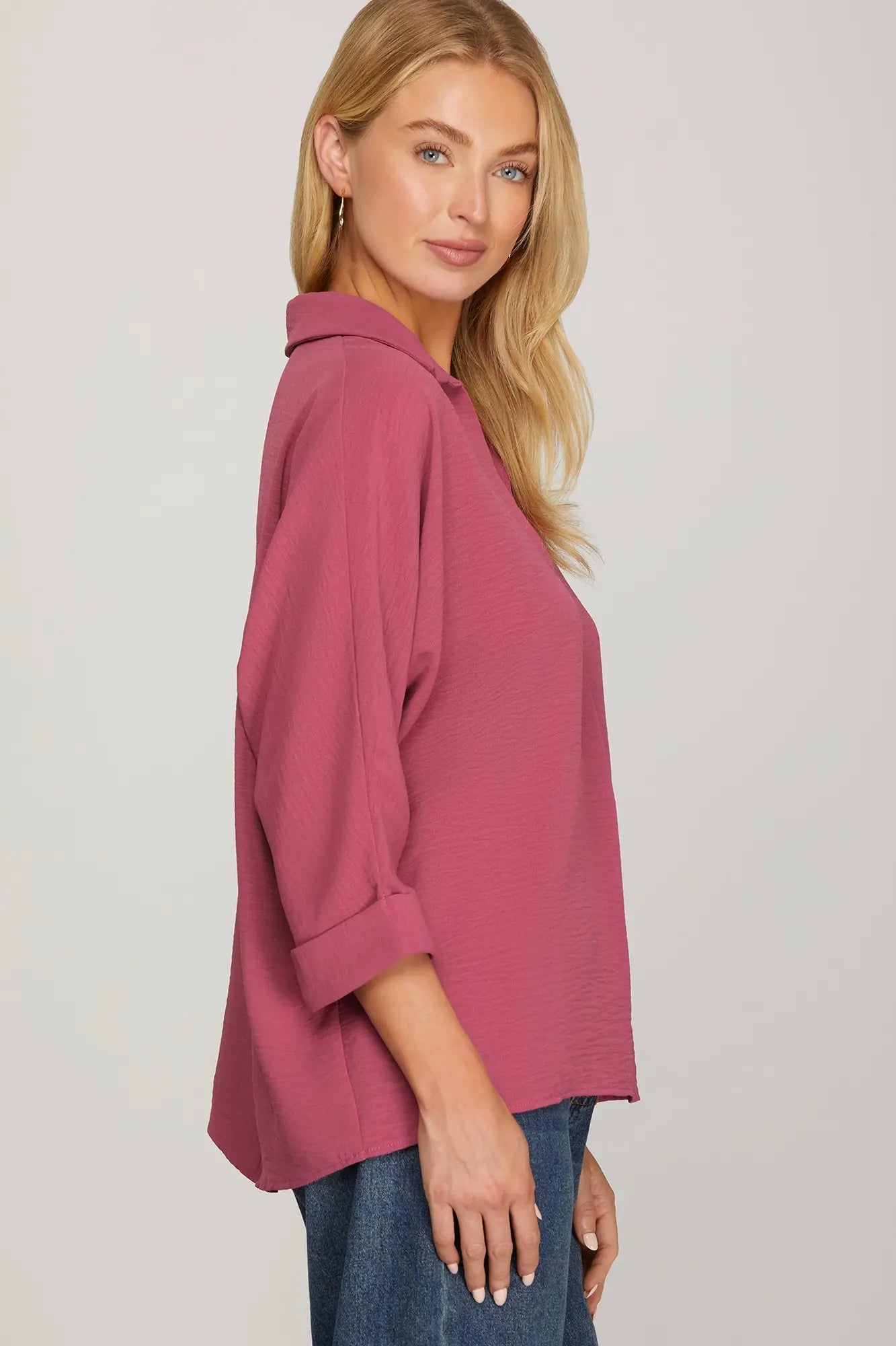 Collared Woven Top