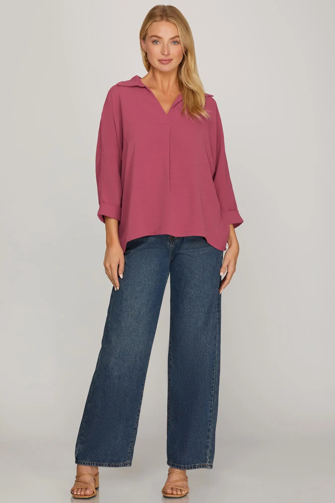Collared Woven Top