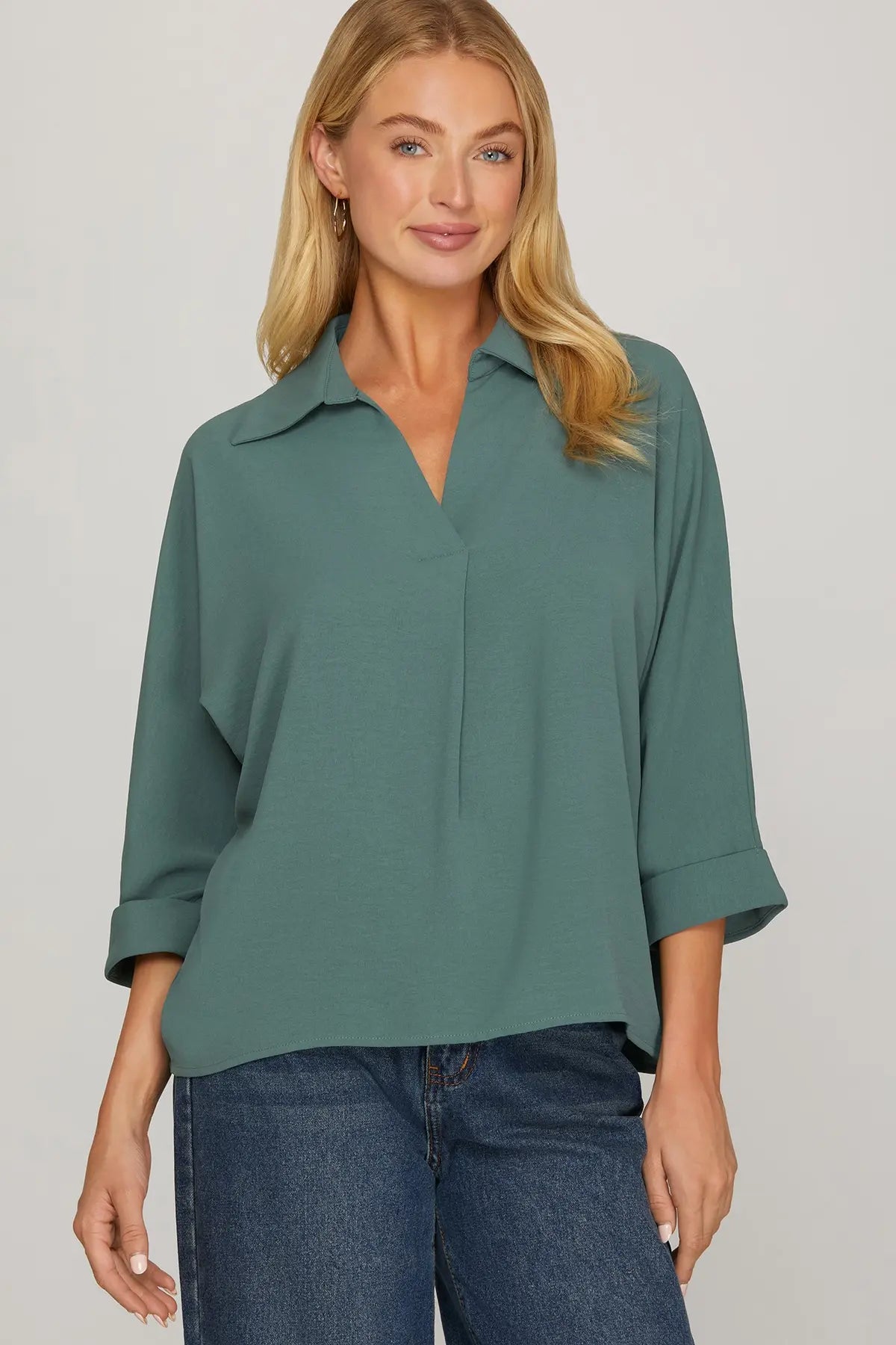 Collared Woven Top