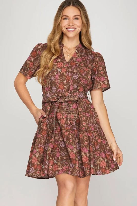 Woven Floral Mini Dress
