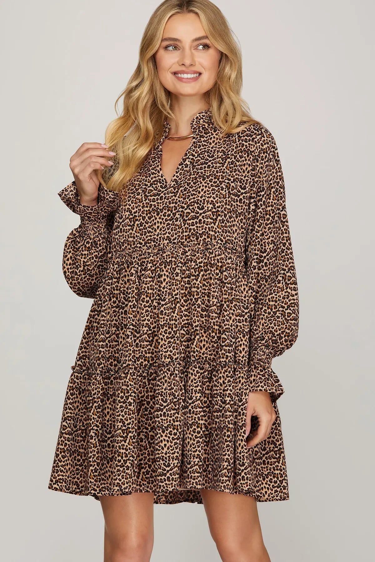 Leopard Tiered  Mini Dress