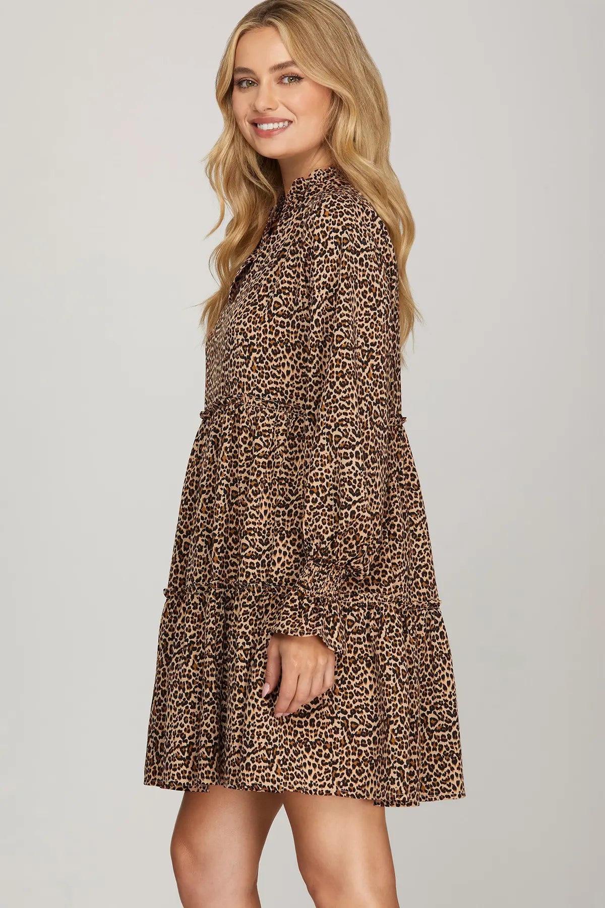 Leopard Tiered  Mini Dress