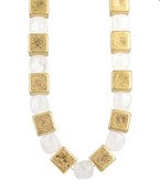 Metal Cube & Acrylic Bead Necklace