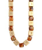 Metal Cube & Acrylic Bead Necklace