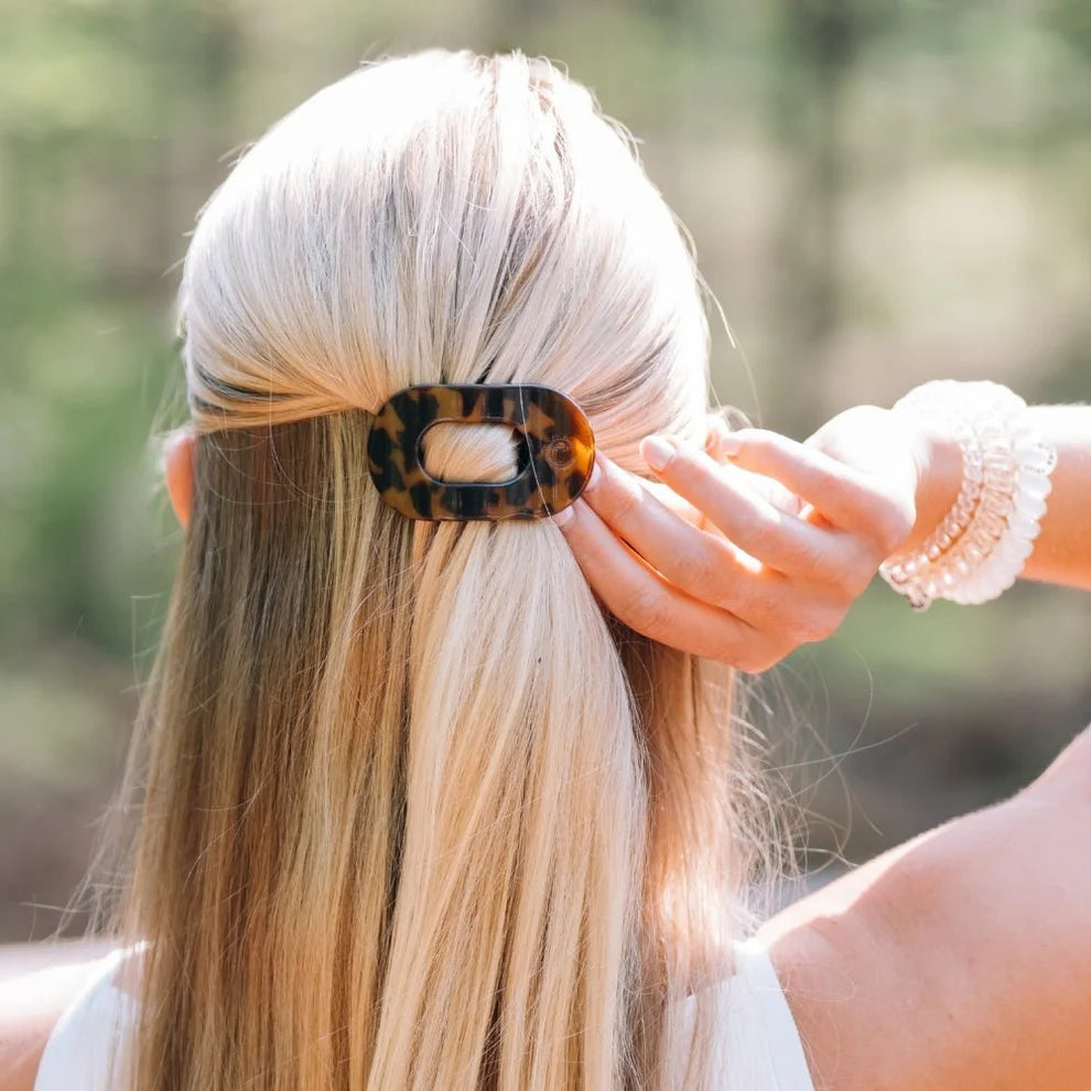 Teleties Round Flat Hair Clip Tiny-Tortoise