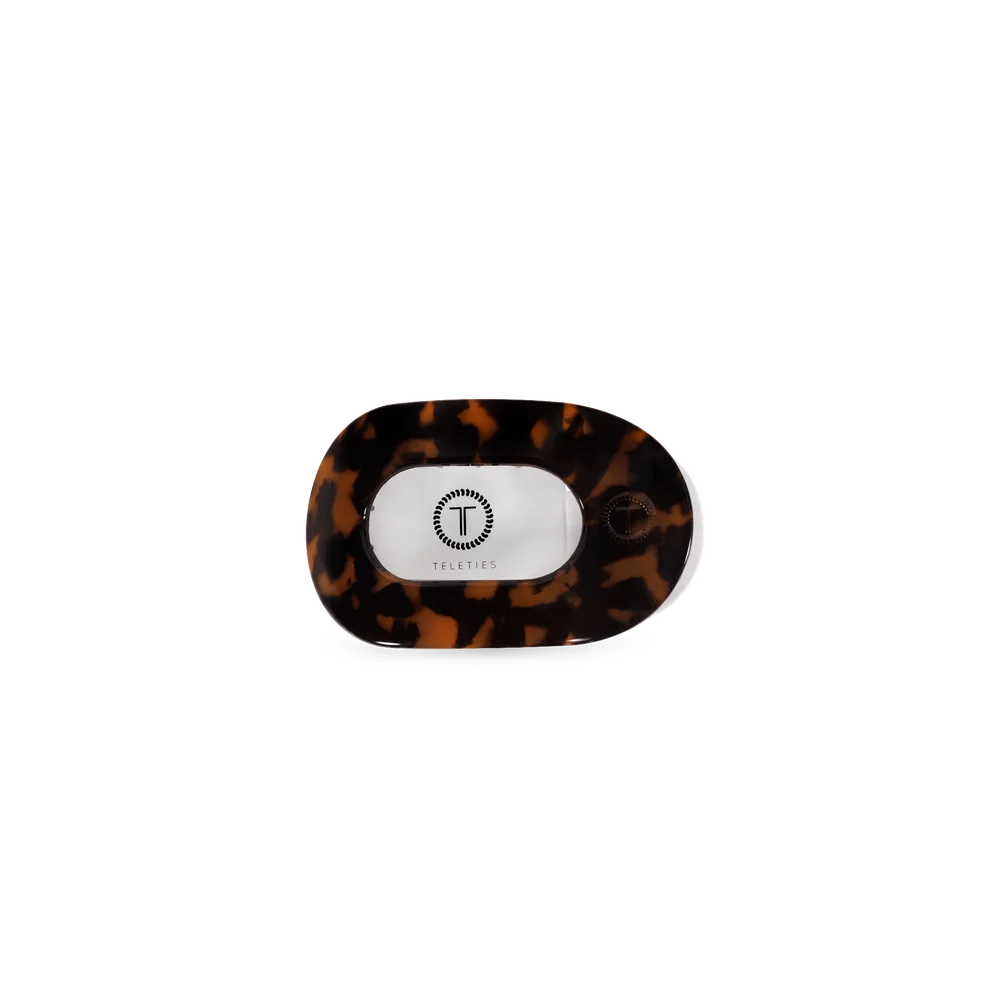 Teleties Round Flat Hair Clip Tiny-Tortoise