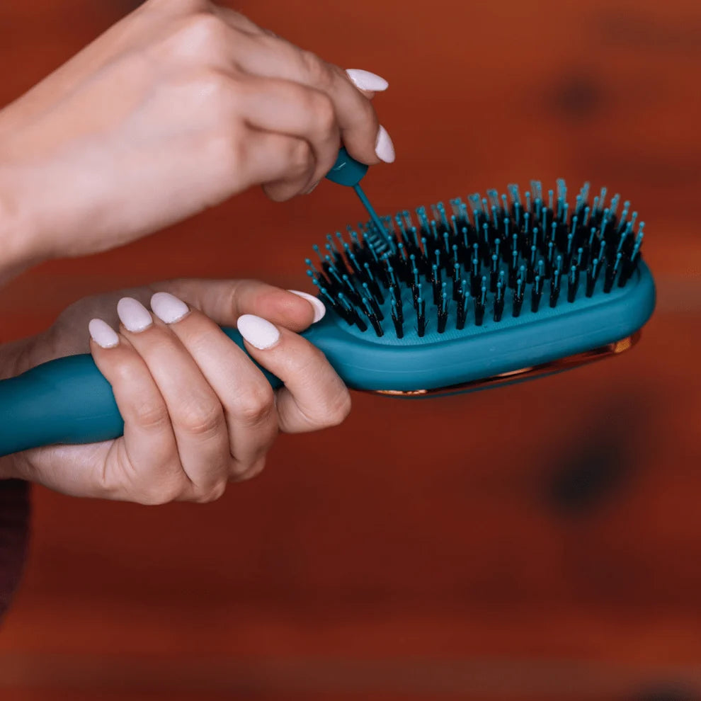Teleties Boar Bristle Hair Brush-Teal With It