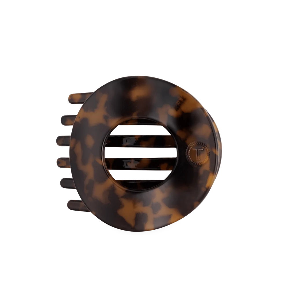 Large Flat Circle Hair Clip-Tortoise