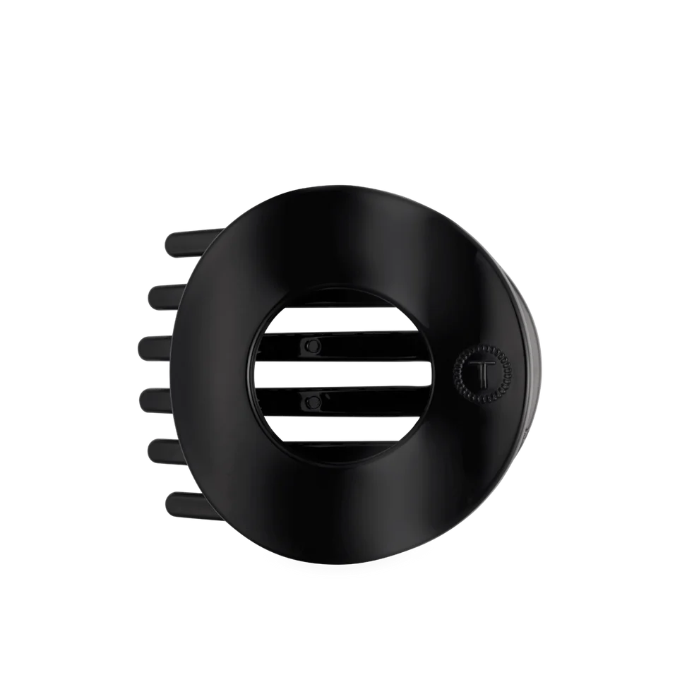 Teleties Large Flat Circle Hair Clip-Jet Black