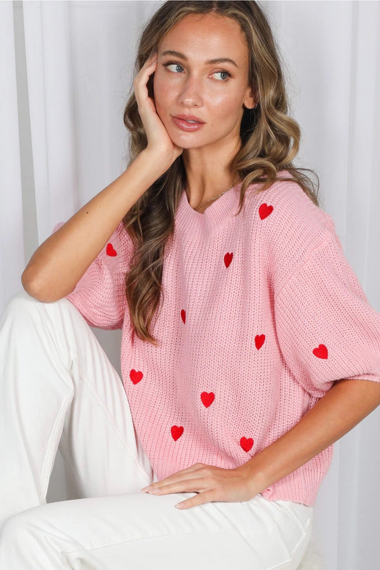 Heart Embroidery Sweater