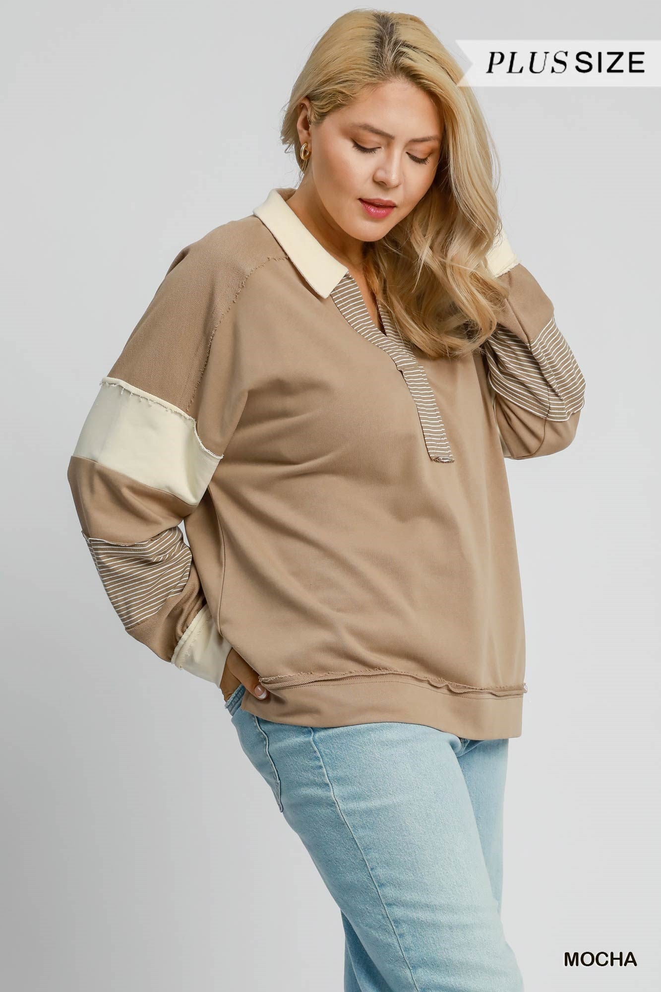 Color Block Striped French Terry Top