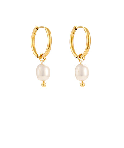 Pearl Drop Huggie Hoops
