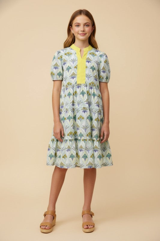 Hayden Girls Floral Contrast Collar Dress