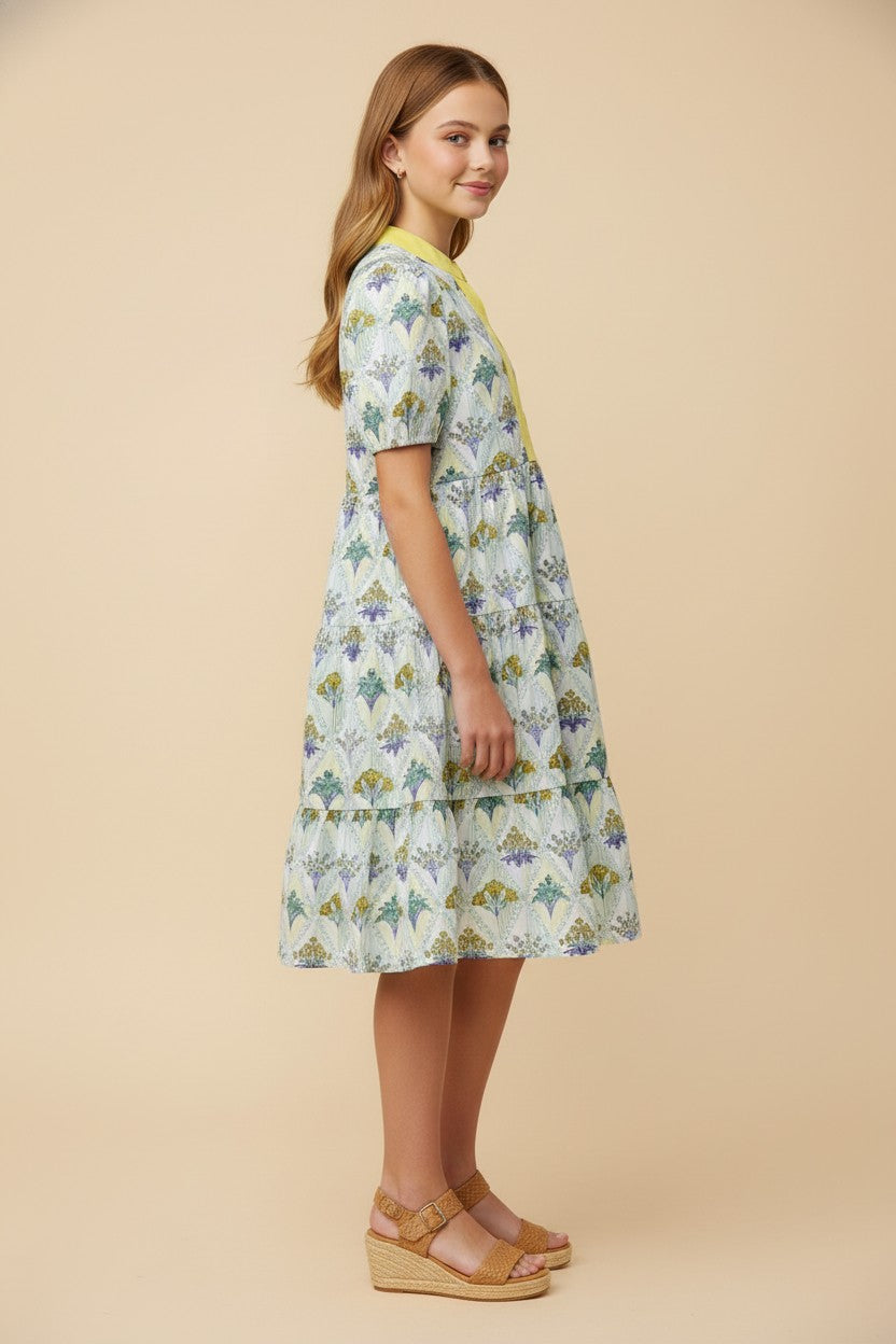 Hayden Girls Floral Contrast Collar Dress