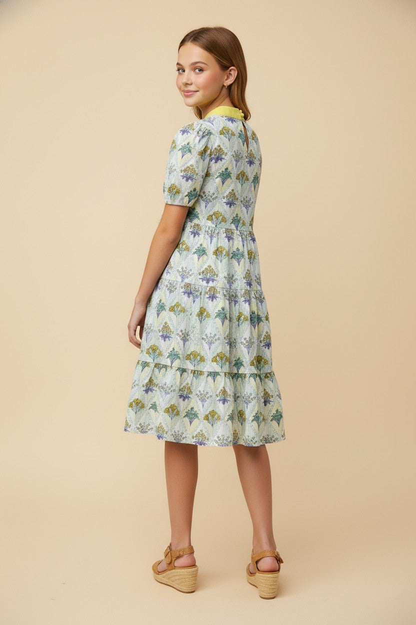 Hayden Girls Floral Contrast Collar Dress